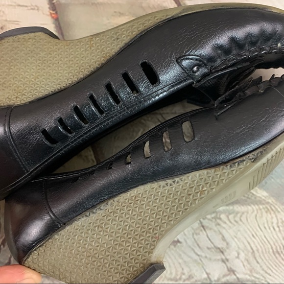 Vintage Brazilian Made Bon-Bons Black Leather Wing Tip Wedges Shoes Size 8 - Picture 9 of 15